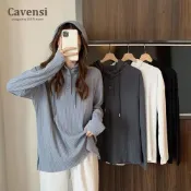 (店+)【Cavensi】M-4XL 百搭休閒系列！加大素色長袖帽t女 大學T 帽踢 連帽大學T 連帽上衣 大尺碼上衣 A158