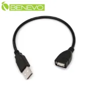 BENEVO 30cm USB2.0 A公-A母 高隔離延長線採96編金屬編織 (BUSB0030AMFG)