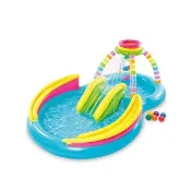 【INTEX】彩虹基地戲水游泳池/小滑水道295x191x深25cm-374L-適2歲+(374L-56137NP)