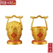 💰玄和緣堂💰招財風水金財桶聚寶盆金元寶家居辦公室招財擺件 招財進寶 風生水起 招財流水