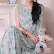 【K.W.】韓國空運輕棉麻迷戀愛情高品質免穿搭洋裝(小香風/輕量涼感/洋裝/休閒/日系/通勤/渡假)