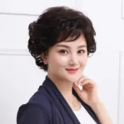 思樂小舖 假髮女 短髮中短捲髮 蓬鬆修臉仿真髮絲假髮 自然逼真圓臉假頭套 中假髮女 假髮女 中假髮套