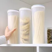 【臺灣發貨】五穀雜糧專用收納罐 麪條收納盒食品級透明密封長筒桶 加厚食品級PET材質透明可視 密封膠圈鎖鮮防潮一鍵開蓋