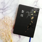 橄欖華宣 (黑金)皮面燙金壓紋_5系列和合本聖經 神版 紅字 聖經尺寸：12.5x17.5cm