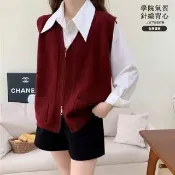 【JC Collection】☆台灣現貨☆綿羊絨針織背心｜雙拉鍊設計(黑、灰、杏、米灰、駝色、咖啡、酒紅色)