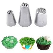 新款 3 件裝草莓冰淇淋蛋糕裝飾嘴套裝 兔子復活節派對糕點工具 不銹鋼擠花嘴 杯子蛋糕頭