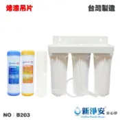 【龍門淨水】10英吋一般三管過濾器-3白-烤漆吊片式+濾心1組 軟水 除(B203)