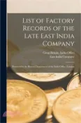 【三民網路書店】List of Factory Records of the Late East India Company: Preserved in the Record Department of the India Office, London