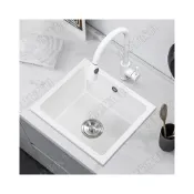 (店+)石英水槽 廚房洗碗池 小戶型水槽 中島吧臺方形白色石英石水槽大小號單槽臺下臺上廚房洗碗池洗菜盆