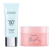 【LEGERE 蘭吉兒】通勤防曬組(安瓶防曬乳SPF50+水感素顏霜50g)