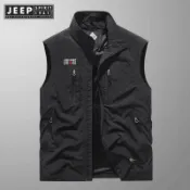 JEEP SPIRIT 1941 ESTD 男士單肩背心,戶外釣魚無袖夾克