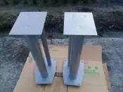 少見高質感烤漆書架型喇叭架(銀灰色可灌沙)