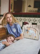 【Cath Kidston】Dog Stripe 大容量帆布托特包