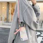 協貿國際日用品生活3館 蘋果12手機殼創意滴膠金箔iPhone12promax斜挎帶掛繩ins風時尚12mini可以背全包硅膠耐臟12pro保護套網紅新款