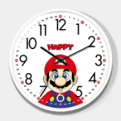 日本 動漫 Mario 瑪利歐 瑪莉歐 馬力歐 卡通馬里奧創意兒童掛鐘女孩男孩臥室書房靜音時鐘客廳餐廳鐘錶