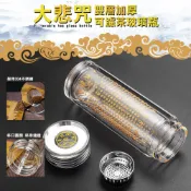 【隔日到貨免運費！繁體加厚大容量 雙層防燙】供養佛經杯 大悲咒水杯 水晶杯 隨身水杯 大悲咒水瓶 寬口茶杯 雙層玻璃杯