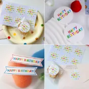 糖糖烘焙 生日快樂貼紙 Happy Birthday 生日禮物貼 封口貼 生日貼紙 禮物包裝貼紙 彩旗造型 裝飾貼紙