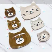 日本代購**星星兒**現貨 盤子 醬料碟 點心盤 小菜碟  醬油碟 碟子 柴犬 貓咪 餐具 陶瓷 瓷器 日本 直送