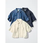日本直送｜UNIQLO 春夏折扣 女裝/男女適穿 100%純棉牛仔寬版襯衫五分袖 483877 外套 層次感 日系百搭