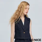 SO NICE 簡約萊賽爾牛仔短版西裝領背心外套｜都會時尚女裝【75645004】