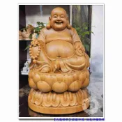 【九龍佛具】招財笑咪咪彌勒祖師 布袋和尚 財神 歡喜佛﹝高級樟木 一尺三 ﹞訂做神像一貫道彌勒祖師 坐蓮彌勒祖師@板橋