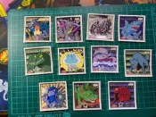 遊戲王 1998 絕版 貼紙  天田 初代卡通貼紙卡 套組3