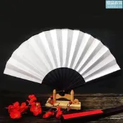 滿299.扇子空白摺扇宣紙絹布扇矛筆書法寫字繪畫diy中國風古風扇8寸10寸