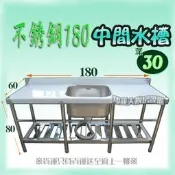 ◇翔新大廚房設備◇全新【180x60x80cm 30深 中間水槽】工廠直營/中間水槽+左右兩邊平台.集水槽.洗碗槽