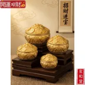 💰玄和緣堂💰黃銅聚寶盆百福缸純銅帶蓋擺件招財聚寶盆砂金客廳辦公室禮品裝飾 招財進寶 風生水起 招財流水