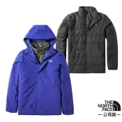 【北臉 The North Face】男 防風防水透氣連帽兩件式外套 PrimaLoft保暖填充 3VSJ 藍/灰