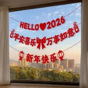 🚗滿99出🚗2026新年裝飾品拉花掛件春節場景佈置掛飾吊馬年新春過年氛圍拉旗XXCC