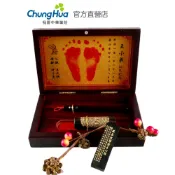 【中華筆莊】圓和樂 袖珍款禮盒E - 袖珍胎毛筆1入(黑/紫檀木、赤牛角擇一)+臍帶章1入(黑檀木-心經款)+金足印盒