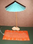 美國進口*正版MATTEL*Barbie*芭比海灘配件*陽傘和草蓆/珍妮 小布 莉卡 Momoko 名模FR尺寸~