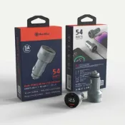 (店+)PD+QC 54W車用快充(電壓監測顯示 USB+TypeC 車充 安全保護 雙孔輸出)