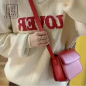  一般無趣 夢露 小衆高級單肩斜跨日韓系復古紅色小方包女【新款包包】
