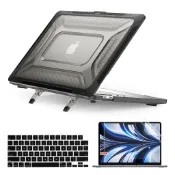 新款支架外殼適用於MacBook M4 M3 M2 M1 Pro Air 13 14 15 16英寸防震足球紋理保護殼