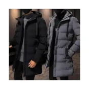 (店+)羽絨外套男款秋冬天防風防水保暖外套防寒鋪棉外套大衣休閒運動連帽風衣外套大尺碼羽絨衣服中長版厚麵包外套短版登山滑雪衣外套