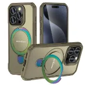 【Bill Case】戰神鎧甲 iPhone 13 Pro Max多功磁吸指環支架高規保護殼-極光卡其(酷帥有型 全面保護)