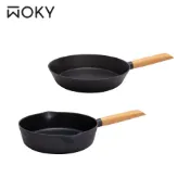 【蝦皮直營】WOKY 沃廚 歐風圓木柄輕量不沾鍋(平煎鍋/深煎鍋) 炒鍋 鍋子 平底鍋