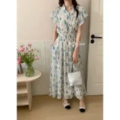 提花 A line裙擺 寬腰封 口袋洋裝 花洋 工藝布 碎花洋裝