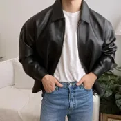 輕熟風痞帥皮衣男 秋季新款潮流韓版PU皮休閒棒球服機車夾克外套男m-3xl