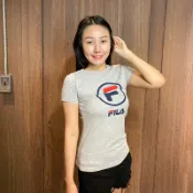 美國百分百【全新真品】 FILA 短袖 T恤 T-shirt 運動潮流 女 短T 大logo 灰S M號 BF34