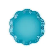 【Le Creuset】瓷器蕾絲花邊盤 22cm(加勒比海藍)