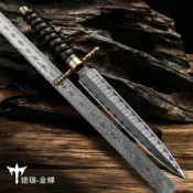 @全場免運@-戶外生存刀具大全防身野外求生刀爆款迷你大馬士革鋼高硬度軍工刀免運@+