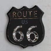 LOFT工業風LED燈牌招牌 ROUTE66號公路燈排壁掛電子燈 美式街頭潮流鐵製酷炫黑盾牌造型餐酒館標誌標示牌鐵皮燈飾