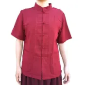汀蘭清靜✨喇嘛僧服夏季薄款居士服上衣短袖立領和尚服亂麻中袖藏僧坎肩襯衫