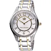 Juicy Couture Lively 極緻奢華晶鑽腕錶-銀/半金/38mm