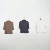 【MASTINA】小高領合身五分袖上衣(白 咖 灰/魅力商品)