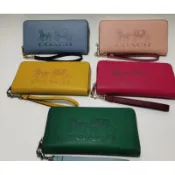 「現貨」+「預購」COACH美國outlet款  素色皮革荔枝紋女士拉鏈長夾/手拿包