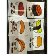 6張不重複 爭鮮迴轉壽司 旋轉壽司 貼紙 鮪魚鮭魚蝦子鮭魚卵玉子燒豆皮壽司 貼紙紀念收藏 訂單🈵159才出貨